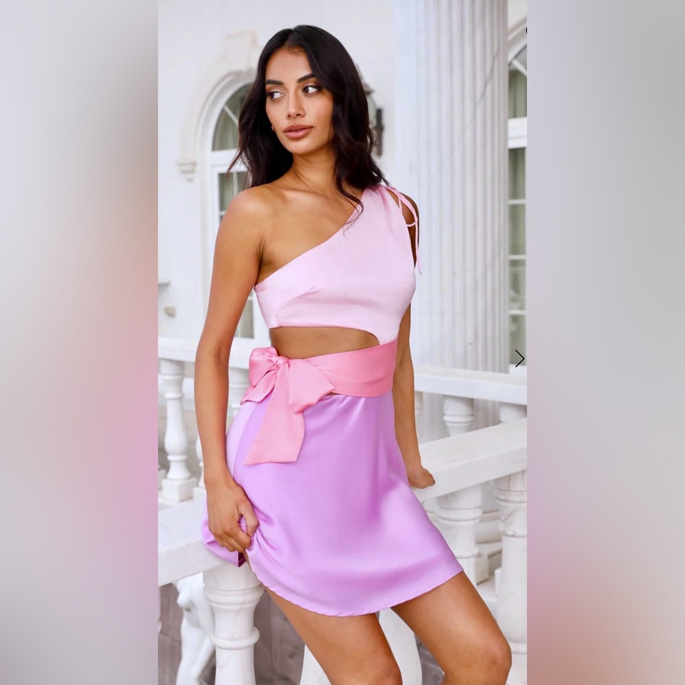 NWT Hello Molly Tri Color Fantasy Escape Mini Dress Cutout Waist & Sash ZB4
